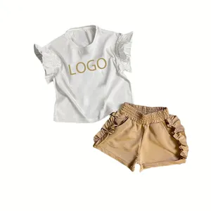2022字母短袖t恤 + 长裤儿童女婴服装便宜套装