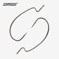 ROVORO Tackle 9003 #   Hameçon de pêche à la ligne en acier à haute teneur en carbone, forgé à plat, à ouverture extra large, avec revêtement nickel noir