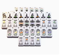 Hocus Pocus Halloween Witch American Mahjong Kit, Ubin Berukir Mewah Bertema Sihir untuk Hiburan Pesta Liburan