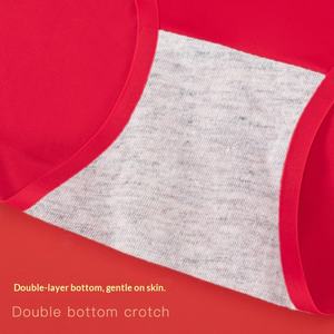 Benmingnian Culotte pour femme en soie glacée, sans couture, rouge festif, taille mi-haute, invisible, sensation seconde peau, entrejambe coton/nylon, respirante, effet galbant - Product Image 5