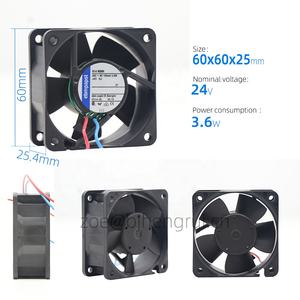 Ventilador de refrigeración axial pequeño de 6 cm con rodamientos de manguito, ebmpapst 614NGHH 6025, 60x60x25 mm, 56 m³/h, 24 V CC, 3.6 W, 6850 rpm - Product Image 2