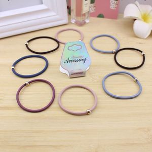 Élastiques à cheveux de couleurs mélangées, lot de 8 avec perles dorées, élastiques à cheveux en tissu pour usage quotidien - Product Image 3