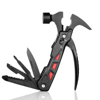 Martillo de Rescate Multifuncional Portátil para Acampar al Aire Libre con Alicates, Cuchillo, Sierra, Lima y Abrebotellas