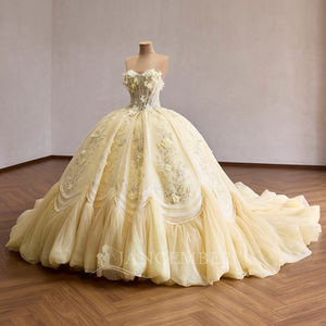 Robe de soirée princesse Rsm261074 pour anniversaire, avec fleurs, manches détachables, dos lacé, Vestidos De 15 Quinceanera Jancember - Product Image 2
