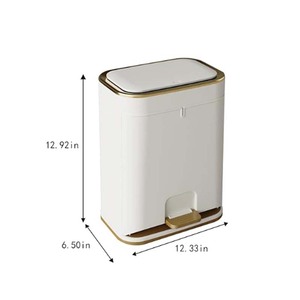 Cubo de basura estrecho con Pedal de paso dorado de 3 galones con tapa superior de prensa Cubo de basura de plástico a prueba de perros para cocina Cubo de almacenamiento de oficina - Product Image 2