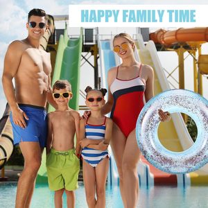 Bouée de natation gonflable transparente en PVC argenté scintillant de 104 cm avec paillettes, durable et écologique, pour l'entraînement de natation des femmes - Product Image 2