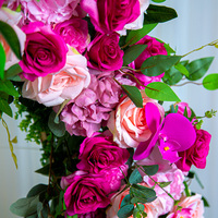 Fleur Artificielle Événement Décoration de Mariage Rose Fleur Toile de Fond Rose et Vert Fleur Florale Artificielle en Arc de Corne