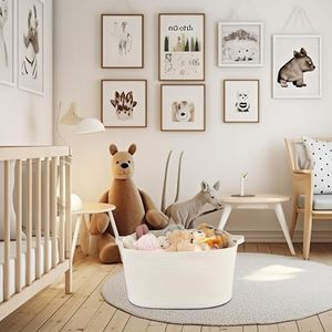 Grands paniers de rangement rectangulaires en corde de coton tissé 22 "* 17" * 12 "panier <span class=keywords><strong>à</strong></span> <span class=keywords><strong>linge</strong></span> en <span class=keywords><strong>osier</strong></span> <span class=keywords><strong>blanc</strong></span> pour le rangement de la pépinière - Product Image 4