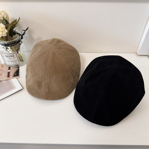 Boina de ante marrón para mujer, sombrero de otoño e invierno, terciopelo, transpirable, a prueba de viento, protección solar - Product Image 5