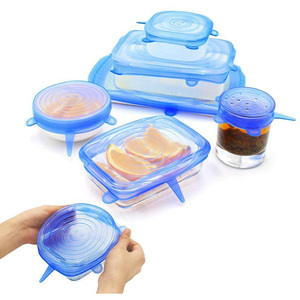 Reutilizable Flexible <span class=keywords><strong>tapas</strong></span> de silicona 6 piezas alimentos de silicona sello cubierta stretch <span class=keywords><strong>tapas</strong></span> conjunto - Product Image 3