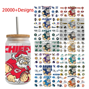 Giáng sinh Santa Claus bóng đá UV dtf cup bọc chuyển bán buôn 16oz UV dtf bọc trong suốt UV dtf Vinyl cup kết thúc tốt đẹp Sticker - Product Image 1