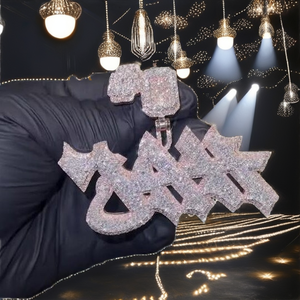 Special Front Hip Hop Iced Letter Pendant Cuban Link <b>Chain</b> 925 Silver Moissanite Baguette Cut Initial Letter <b>Name</b> GRA Certified - Product Image 2