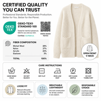 Cardigan Jacquard Fraise Personnalisé pour Femme, Col V Ample, Ouvert sur le Devant, Veste Tricotée, Automne, OEM ODM, Vente en Gros, Commande en Gros, Usine