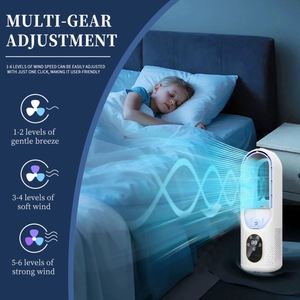 Bladeless Desk Air Cooler, 6-Gear Wind Speed Humidifying Fan, Negative Ion Purification & 6H Timer for Bedroom - Product Image 6