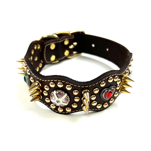 <span class=keywords><strong>Collar</strong></span> de perro al por mayor de gama alta, suministros personalizados para entrenamiento al aire libre para mascotas con patrón sólido de diamantes y pinchos, cuero de lujo - Product Image 3