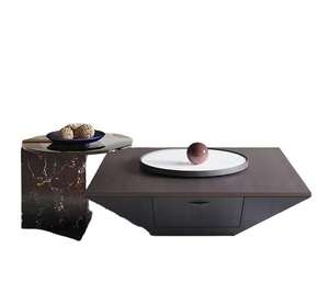 Vente en gros de meubles carrés de salon minimalistes, meuble <span class=keywords><strong>TV</strong></span> en marbre, table à thé, ensemble de tables basses modernes en verre trempé - Product Image 3