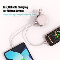 Batterie externe de poche avec cordon détachable 10000mAh 22.5W, charge rapide, chargeur portable avec double sortie Type-C/USB pour les voyages