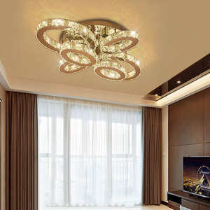 New Design Heads Luxury Stainless Steel Chandeliers Living Room Dimmable <b>Led</b> Crystal Circle Ceiling <b>Light</b> - Product Image 5