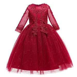 new summer lovely EuropeanPrincess Dress with mesh embroidery Dress For 8 yrs girl Party Wear