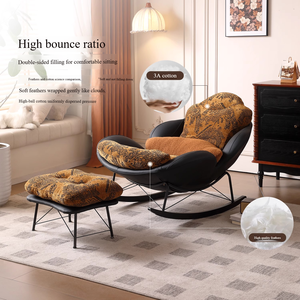 Chaises de salon modernes et luxueuses, grande chaise à bascule inclinable, canapé de chambre à coucher, meubles de relaxation simples et paresseux en métal et cuir pour adultes - Product Image 5