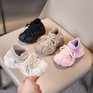 Chaussures chaussettes tricotées pour enfants, couleur unie, collection Printemps-Automne 2026, nouvelles chaussures de sport décontractées antidérapantes pour garçons et filles, vente en gros - Product Image 1