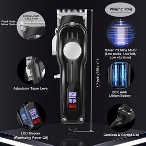 Cortadora de Cabello Inalámbrica Profesional Fnctopgee con Pantalla LCD, Recargable por USB, Resistente al Agua IPx4, para Uso Doméstico, en Inglés y Francés - Product Image 2