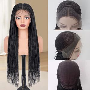 Perruque de Tresses Africaines Longues Sans Nœuds à Raie Carrée, 13x4 Lace Front HD, Style Dreadlocks, en Fibre Synthétique Haute <span class=keywords><strong>Température</strong></span> pour Femmes - Product Image 3