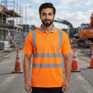 Polo de travail haute visibilité unisexe respirant et réfléchissant pour l'exploitation minière, le pétrole, le gaz, la construction, la sécurité routière - Product Image 2