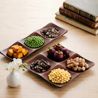 Creatieve houten snack schaal - Luxe gescheiden fruit- en notenplateau voor de salontafel