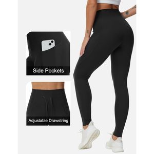 FOXA Women's High Waist Stretchy Workout <b>Leggings</b> <b>With</b> <b>Pockets</b> Yoga Pants Tummy Control Spandex Polyester - Product Image 6