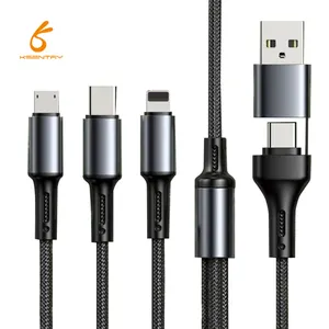 5 in 1 USB naylon PD kablo 60W 5-in-1 çok fonksiyonlu 60W hızlı şarj QC3.0 PD3.0 5V/3A akıllı cep telefonları seyahat kablosu