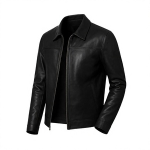 Veste de course unisexe décontractée BS International, col mandarin, hiver, cuir de veau noir, toile, doublure en fibre de bambou - Product Image 2