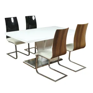 Europeu moderno Extensible MDF alto brilho jantar mesa set 6 cadeiras elegante dobrável sala de jantar mobiliário
