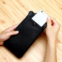 Portefeuille de luxe en cuir véritable pour femme, avec dragonne, multifonction, pour téléphone, avec poche pour billets et fermeture éclair