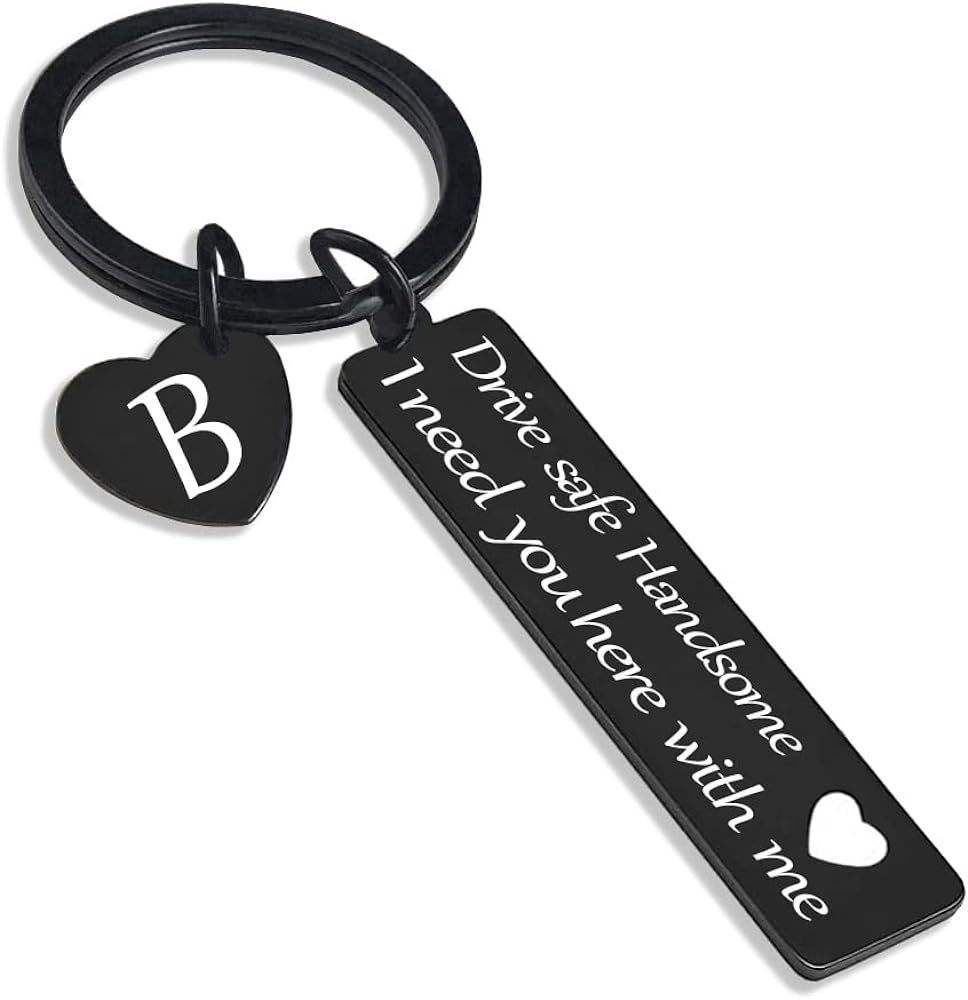 Initial Letter Keychain Couple Gift Drive Safe Keychain for Boyfriend I  Love You Metal Key Chain I Need You Here With Me Keyring - Main Image