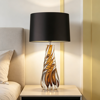 Lampe de table en verre coloré de style américain, luxe léger, bleu, jaune, gris, transparent, cristal, décoration de chambre d'hôtel