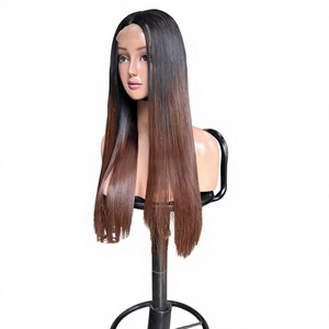 Pelucas de Cabello Humano Liso Transparente para Cierre Frontal de Encaje y Encaje Completo, Largas de 24 Pulgadas, 100% Cabello Virgen Vietnamita, Color Jengibre Arcoíris para Mujer - Product Image 1