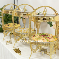 Chauffe-Plat Électrique Doré en Acier Inoxydable 9L, Idéal pour Buffets, Restaurants et Événements – Suspension Facile