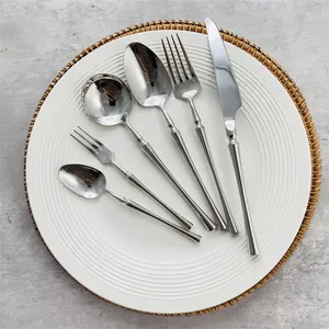 Gorgeous Design Metal Cutlery Set 6Pcs Luxury Silver Gold Rose Gold Black Stainless Steel Spoon Fork Knife Flatware Set