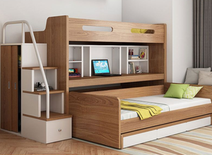 <span class=keywords><strong>Lit</strong></span> superposé intégré pour enfants avec bureau et <span class=keywords><strong>lit</strong></span> supérieur coulissant <span class=keywords><strong>Lit</strong></span> haut et bas confortable pour les chambres de petits appartements - Product Image 2