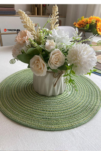 แผ่นรองกันความร้อนสำหรับห้องรับประทานอาหารและชุดแผ่นรองแก้วในครัว ชุดแผ่นรองจานอาหารค่ำทำจากผ้ารามี - Product Image 3