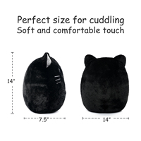 Peluche de chat noir en gros, oreiller en peluche de chat mignon kawaii, peluche de chat douce et mignonne, commandes en gros, logo personnalisé, OEM/ODM