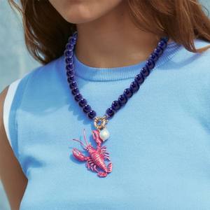 Best Lady Summer Beach Ocean Style Red <strong>Crab</strong> Pendant Necklace Bold Hip Hop Party <strong>Jewelry</strong> for Women Beaded Chokers Beach - Product Image 1