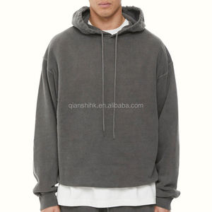 เสื้อฮู้ดผ้าคอตตอนเทอร์รี่สำหรับผู้ชายเสื้อครอปน้ำหนักมากแบบหลวมใส่ได้ทั้งชายและหญิง - Product Image 6