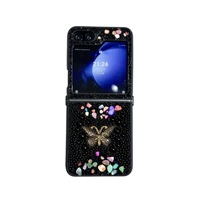 Luxe Bling Strass Téléphone étui pour samsung Z Flip 3 4 5 6 7 Housse De Protection Glitter Sparkle Diamant Perle Papillon Conception
