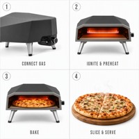 Four à pizza professionnel au propane en acier inoxydable O-16G-S 16 pouces avec commande tactile et pierre rotative manuelle pour camion de restauration mobile