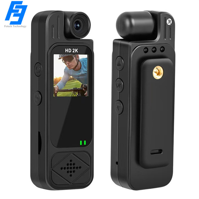 Mini Clip-on 2K Camera with 1.3" Screen 180° Adjustment Support Night Vision Motion Detection WiFi for Around 5 Hours Video