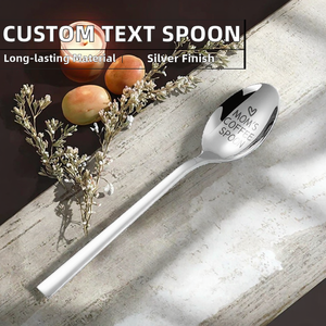 Cuchara de Mesa de Acero Inoxidable de Diseño Moderno, Color Plateado, con Texto Personalizado Gratuito, Regalo de Boda o Uso en Restaurantes, Metal Pulido Espejo - Product Image 3