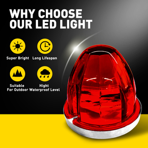 ไฟแตงโม LED 2 ดวง สีแดง กระพริบ สำหรับรถบรรทุก รถพ่วง ไฟเลี้ยวข้างทรงกลม ไฟบอกตำแหน่ง LED 12V - Product Image 3