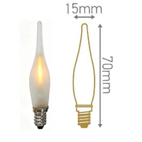 Ampoule LED à filament E10 C15 GS1, effet flamme de bougie, 230V 0.5W, boîtier givré, pour la décoration de lustres en cristal.